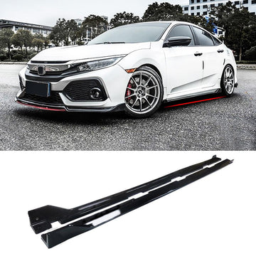 For 2016 2017 2018 2019 2020 2021 Honda Civic Sedan Hatchback Side Skirts Extension Gloss Black